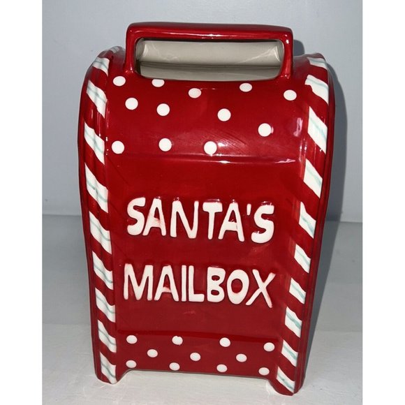 Ashland Letters For Santa Ceramic Mailbox Christmas Holiday Decor Red White 11"